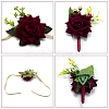 CRASPIRE 2Pcs 2 Style Rose Flower Silk Wrist and Flower Silk Brooch Sets AJEW-CP0004-58-3