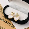 Rack Plating Heart Brass Stud Earrings for Women EJEW-C125-26G-01-2