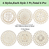 GOMAKERER 6Pcs 6 Styles Flat Round/Flower Wood Sewing Cross Stitch Embroidery Thread Storage Organizers AJEW-GO0001-68-2