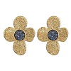 Imitation Druzy Gemstone Resin Flower Stud Earrings EJEW-JE05317-3