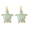 Brass Micro Pave Sky Blue Cubic Zirconia Pendants CU-CBA6938-05G-03-1