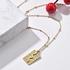 304 Stainless Steel Rectangle Snake Pendant Satellite Chain Necklace for Women NJEW-F332-01G-1