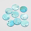 Dyed Natural Flat Round Shell Pendant SHEL-P003-06-2