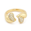 Brass Micro Pave Cubic Zirconia Cuff Rings RJEW-U030-03G-03-2