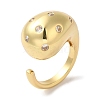 Rack Plating Brass Clear Cubic Zirconia Teardrop Open Cuff Rings for Women RJEW-S407-07G-1