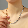 Stainless Steel Tow Tone Oval Link Chain Necklaces for Daily Wear DP8145-2