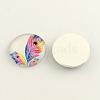 Feather Pattern Flatback Half Round Glass Dome Cabochons GGLA-R026-16mm-26-2