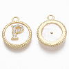 Brass Micro Pave Cubic Zirconia Pendants KK-R130-034-P-NF-2