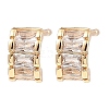 Brass Pave Clear Cubic Zirconia Curved Rectangle Stud Earrings for Women EJEW-G362-10KCG-1