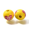 Valentine's Day Element Printed Wood Beads WOOD-R002-01-07-2