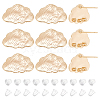 BENECREAT 10Pcs Cloud Shape Brass Stud Earring Findings EJEW-BC0001-13-1