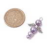 Pearlized Glass Pearl Bead Pendants PALLOY-JF03204-01-2