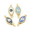 Rack Plating Brass Micro Pave Cubic Zirconia & Shell & Enamel Box Clasps KK-S373-01G-1