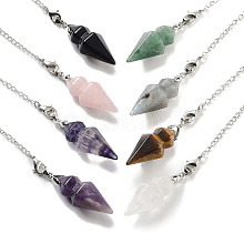 Natural Mixed Stone Pointed Dowsing Pendulums G-K338-12P