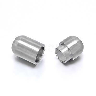 Tarnish Resistant Barrel 304 Stainless Steel Magnetic Clasps with Glue-in Ends STAS-D059-18C-1