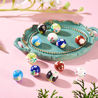 12Pcs 6 Colors Handmade Porcelain Beads PORC-TA0001-51-1