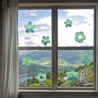 2PCS 2 Styles PVC Stickers Dazzling Color Window Stickers 3D Laser Flower Electrostatic Glass Window Stickers JX826A-1