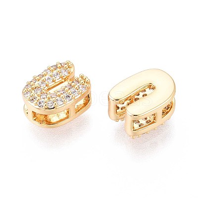 Brass Micro Pave Clear Cubic Zirconia Beads KK-T071-17G-U-1