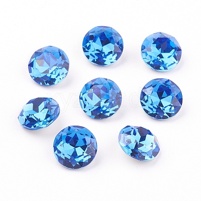 Pointed Back & Back Plated Glass Rhinestone Cabochons X-RGLA-J012-8mm-206-1