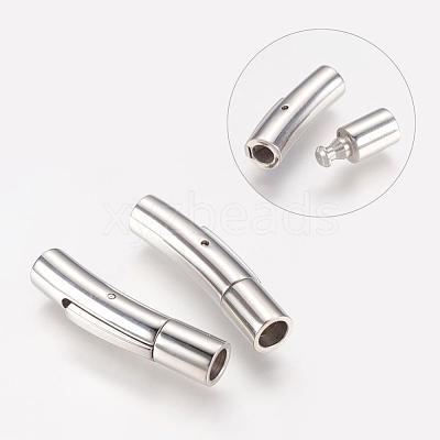 Tarnish Resistant Tube 304 Stainless Steel Bayonet Clasps STAS-Q033-1-1