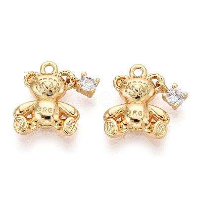 Brass Micro Pave Clear Cubic Zirconia Pendants X1-KK-T078-02G-05-1
