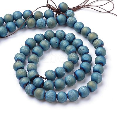 Electroplated Natural Druzy Geode Agate Bead Strands G-R345-8mm-54-1