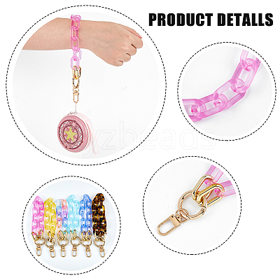 6Pcs 6 Colors Transparent Acrylic Cable Chain Wristlet Straps HJEW-FH0001-24-1