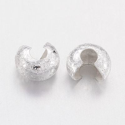 Brass Crimp Beads Covers X-KK-G016-S-NF-1