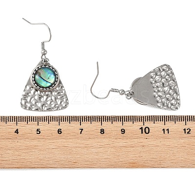 Paua Shell and 304 Stainless Steel Dangle Earrings EJEW-JE07471-01-1