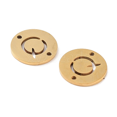 PVD Vacuum Plating 201 Stainless Steel Hollow Flat Round Links FIND-R149-03Q-G-1