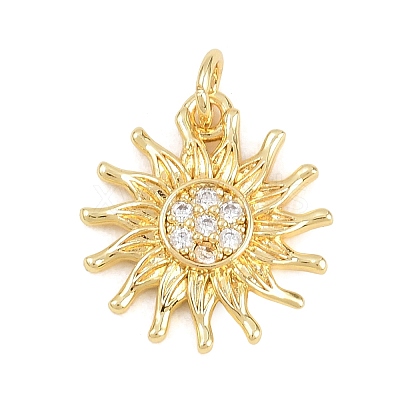 Brass Micro Pave Clear Cubic Zirconia Pendants KK-D258-08G-02-1
