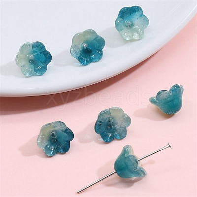 10Pcs Gradient Color Transparent Glass Bead Caps PW-WG464DA-16-1