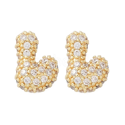 Brass Micro Pave Cubic Zirconia Stud Earrings EJEW-Z091-04G-L-1