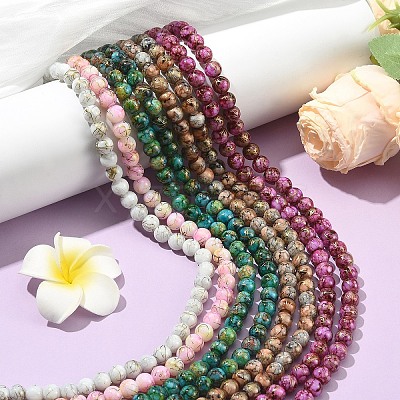 3Strands Baking Paint Glass Beads Strands DGLA-YW0001-55A-1