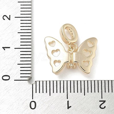Brass Pave White Shell Butterfly European Dangle Charms KK-M308-13G-1