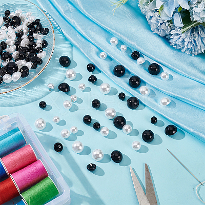 120pcs 6 styles Plastic Imitation Pearl Button FIND-PH0017-42-1