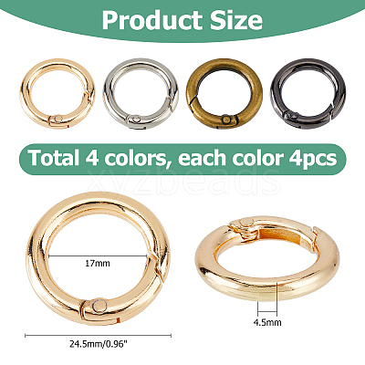 24Pcs 4 Colors Alloy Spring Gate Rings FIND-HS0001-26C-1