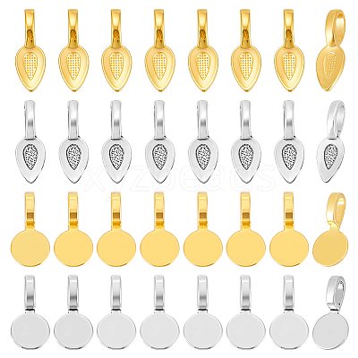 120Pcs 4 Styles Tibetan Style Alloy Glue-on Flat Pad Bails FIND-HY0004-74-1