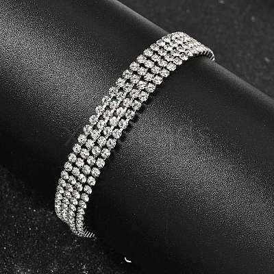 304 Stainless Steel Rhinestone Cup Chain Multi-strand Bracelets for Women BJEW-P376-01P-02-1