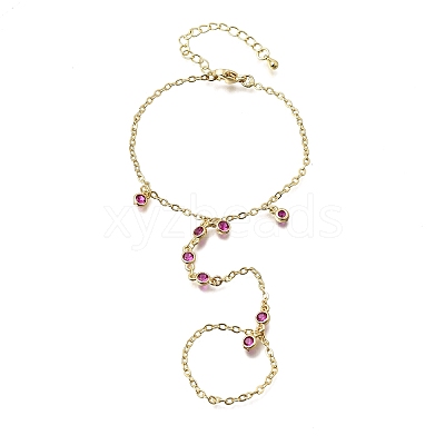 Brass Micro Pave Cubic Zirconia Mittens Bracelets BJEW-C156-01G-02-1