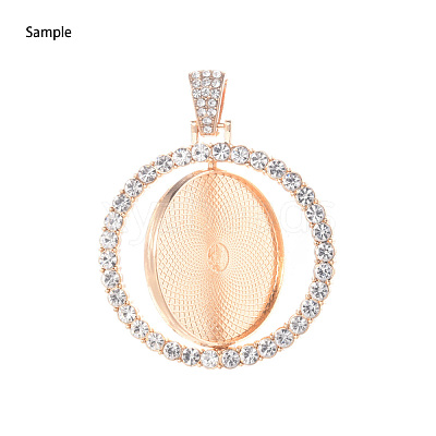 Alloy Pendant Cabochon Settings X-PALLOY-S107-005RG-RS-1