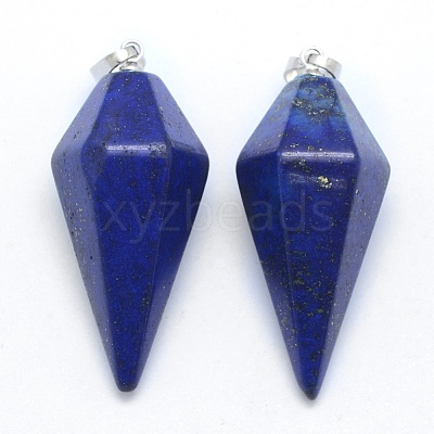 Natural Lapis Lazuli Pointed Pendants KK-E757-F-05P-1