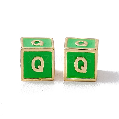 Rack Plating Brass Enamel Beads KK-B060-04G-02Q-1
