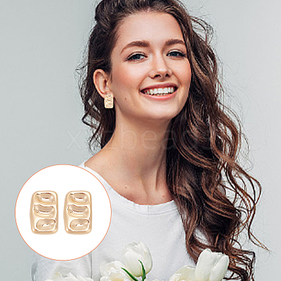 Real 14K Gold Plated 4 Pairs 4 Style Alloy Stud Earrings for Women EJEW-AN0004-24-1
