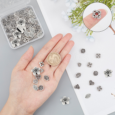 80Pcs 8 Styles Alloy Beads & Charms TIBEB-SC0001-08AS-1