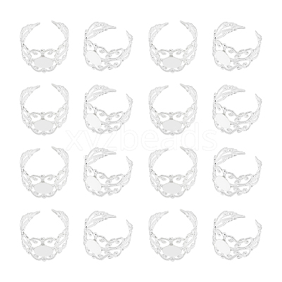 30Pcs Brass Filigree Open Cuff Ring Shanks KK-UN0001-90-1