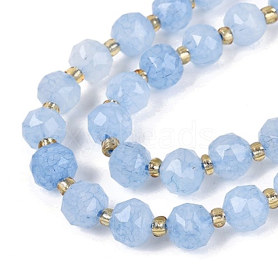 Ombre Effect Dyed Transparent Crackle Glass Beads Strands GLAA-Q111-8MM-01-1