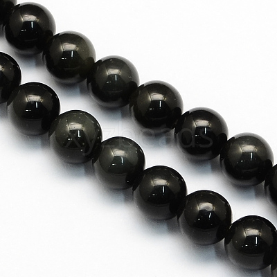 Natural Obsidian Round Beads Strands G-S156-12mm-1