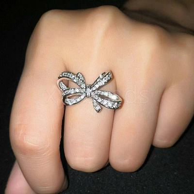 Bowknot Alloy with Crystal Rhinestone Finger Rings for Women FS-WG361F1-03-1