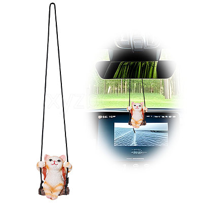 Resin Cat Pendant Decorations HJEW-WH0102-018-1